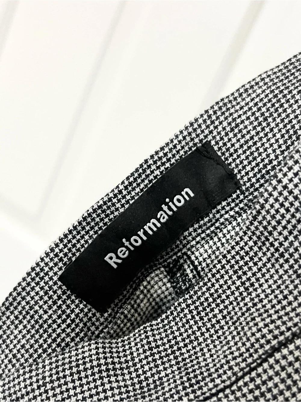 Reformation | Linen Gingham Gray Wrap Midi Skirt with Ruffle Hem